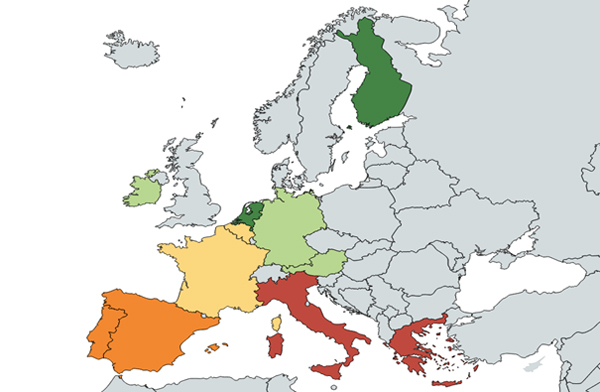 Figure 1. Map of Freedom from Corruption in Europe