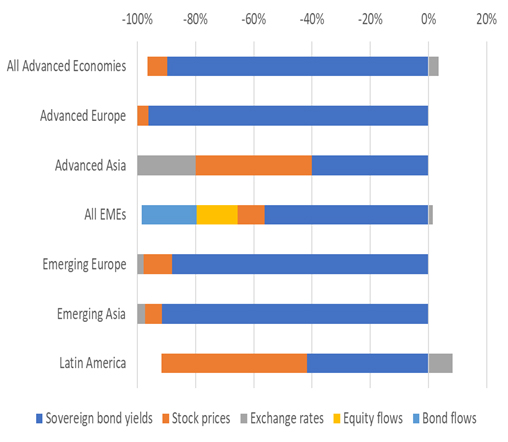 Figure 1:  Relative Impact of COVID-19 across Asset Markets and Capital Flows