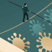 COVID-19’s impact in Asia shapes blueprint for sustainable economic recovery Illustration of man walking on a tightrope
